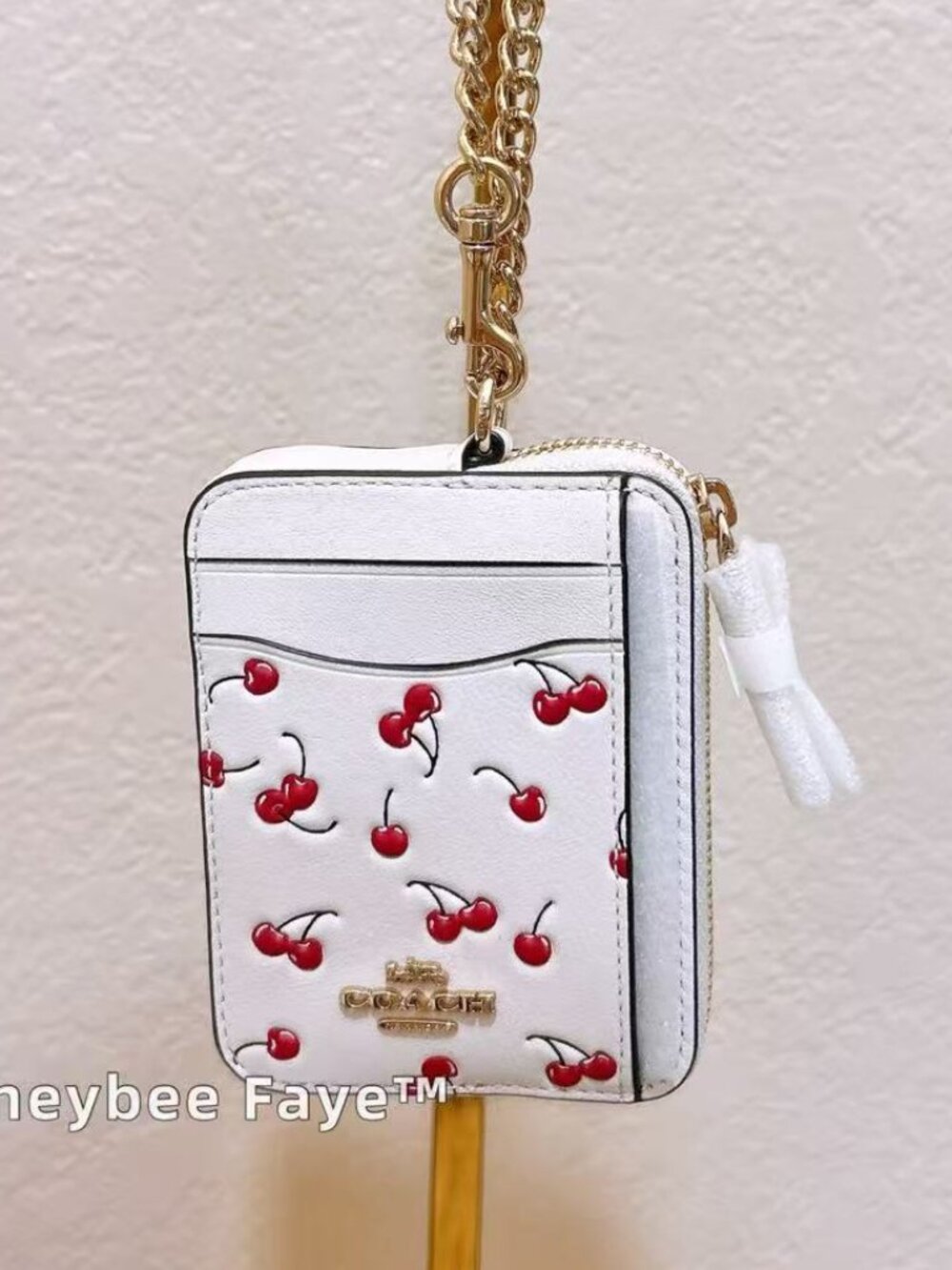 NWT Coach Zip Card Case With Cherry Print CFA38